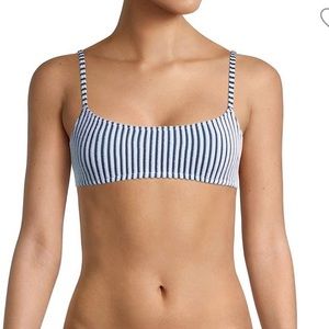 Spiritual Gangster bikini swim top terry cloth blue stripe L NWT